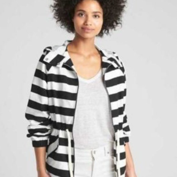 🍋Gap Black & White Striped Zip-up Jacket - Picture 10 of 10